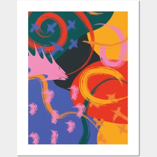 Colorful Retro Abstract Shapes 2 Posters and Art
